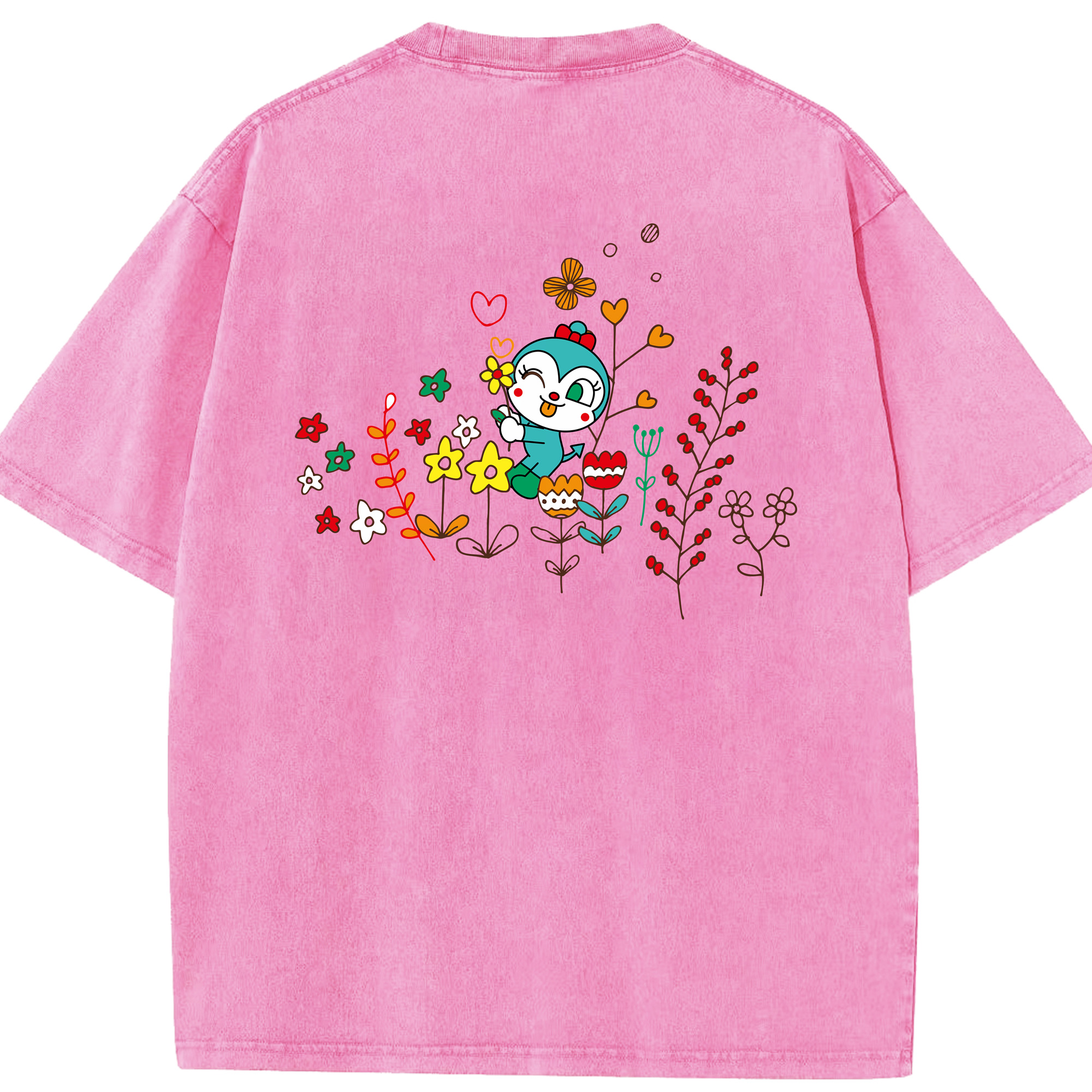 （画像用） アンパンマン Anpanman 綿100% ヴィンテージ風 半袖Tシャツ（背面プリント）